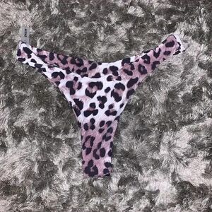 SHEIN Leopard Print Bikini Bottoms - Pink and Black